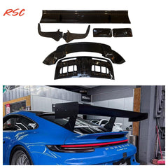 High Quality RSC Dry Carbon Fiber Track Racing Rear Wing Trunk 3PCS Set for Porsche 911 992 Carrera 2019-2025