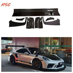 Real Dry Carbon Fiber Track Racing Wing Spoiler for porsche 911 991 GT3RS Two Kinds of Side Plate Selection