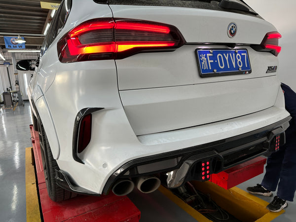 F95 X5M REAR BUMPER CORNER COVERS dry carbon quality