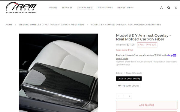 Model 3 & Y dry carbon Armrest and AC cover. Real dry carbon quality not Plastic.