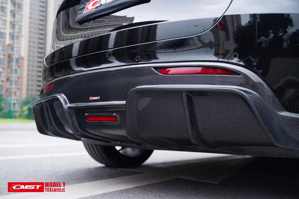 RPMtesla`S Supplier CMS V1 carbon rear diffuser for tesla MODEL Y perfect fitment guaranteed