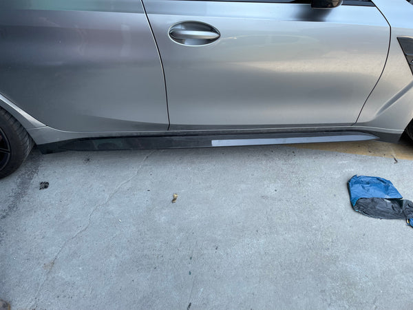 G80 M3 OEM dry carbon fiber side skirts