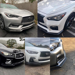 Q60 carbon fiber front lip, side skirts, rear diffuser, c blade, spoiler