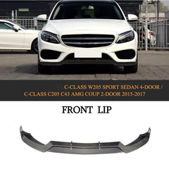 Carbon fiber Front Lip  Splitters For  W205 C205 C200 C300 C43 AMG 2014-2019
