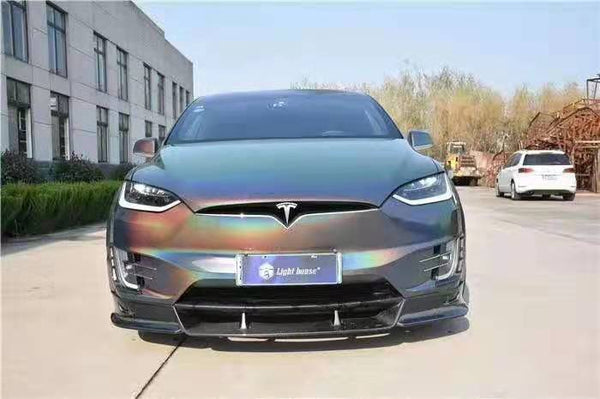 Carbon fiber front lip side skirt rear diffuser wheel Brow Tesla Model X wide-body kit