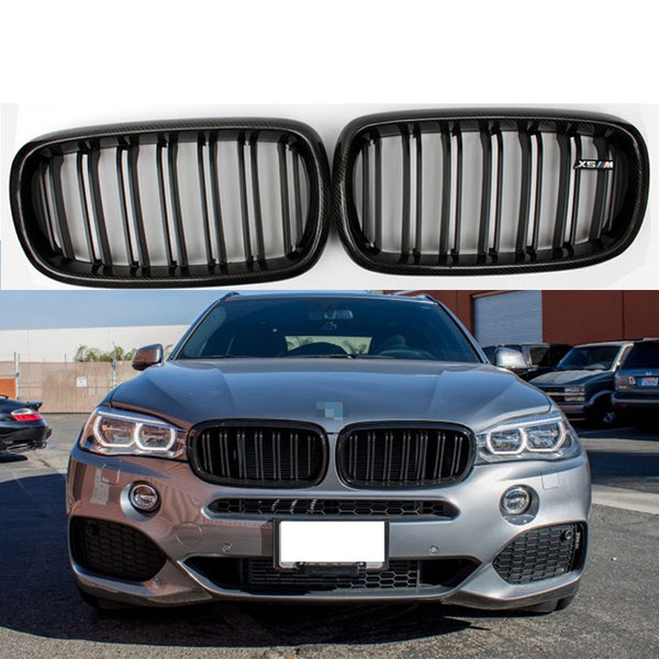Carbon fiber 2-slat front grille for X5 F15 X6 F16 2015 2016 2017 2018
