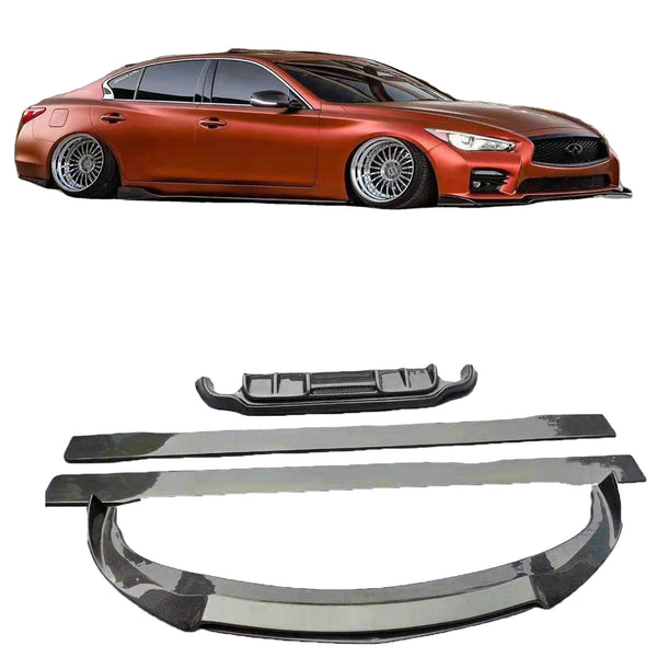 Carbon fiber front lip side skirts rear diffuser spolier for infiniti Q50 carbon kit