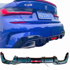 Carbon fiber rear diffuser with light  for BMW G20 G28 rear bumper lip