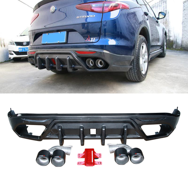 Carbon fiber car bumpers rear diffuser for Alfa Romeo Stelvio