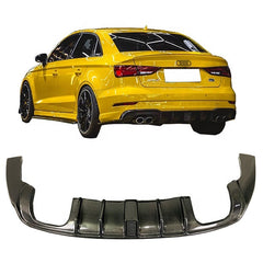Carbon Fiber Rear Bumper Lip Diffuser with LED Lamp for A3 Sline S3 RS3 Sedan 2017 -2019