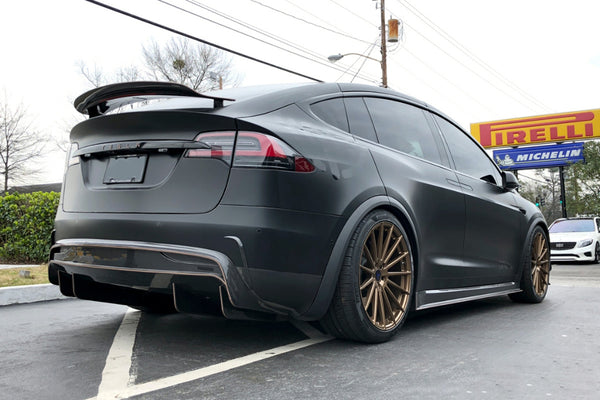 Revozport carbon fiber front lip rear diffuser side skirts spoiler for Model X  BODY KIT