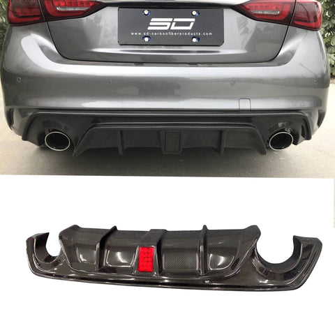 Infiniti Q50 Q50L carbon fiber front lip rear diffuser side skirts wing/trunk spoiler facelift 2018-2019