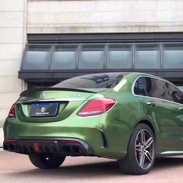 BS carbon fiber front lip rear diffuser for W205 c63 c43 c200 c250 coupe LED diffuser