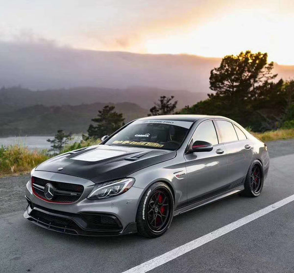 BS Style Carbon Fiber  Front Bumper  Lip for Benz w205 C43 C63 AMG  coupe sedan