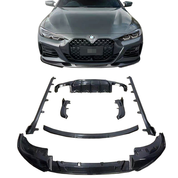 Carbon fiber front lip side skirt rear diffuser spoiler for 4 series G22