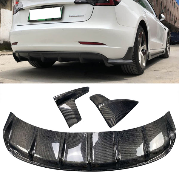 RZ style carbon fiber rear diffuse and rear corners for  model 3