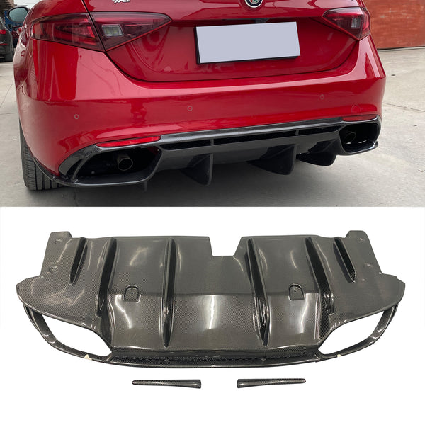 Quadrifoglio style carbon fiber body kit rear diffuser for Romeo Giulia