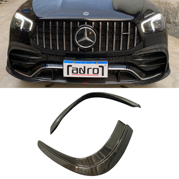 Dry carbon fiber front bumper fins for W167 GLE350 GLE450
