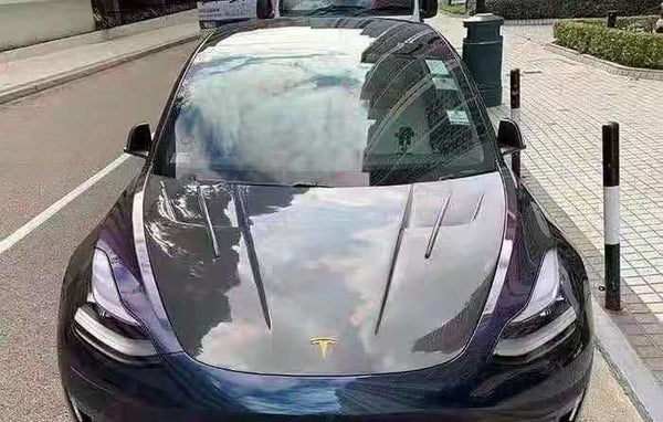 V2 style carbon fiber hood for tesla model 3 carbon  bonnet