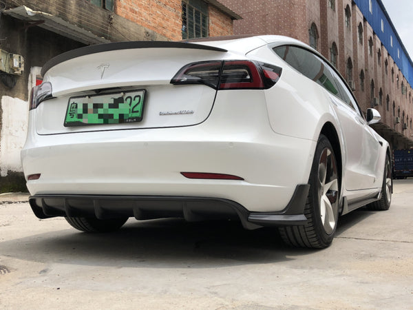 Revezport real carbon rear diffuser +carbon corners for TESLA MODEL 3