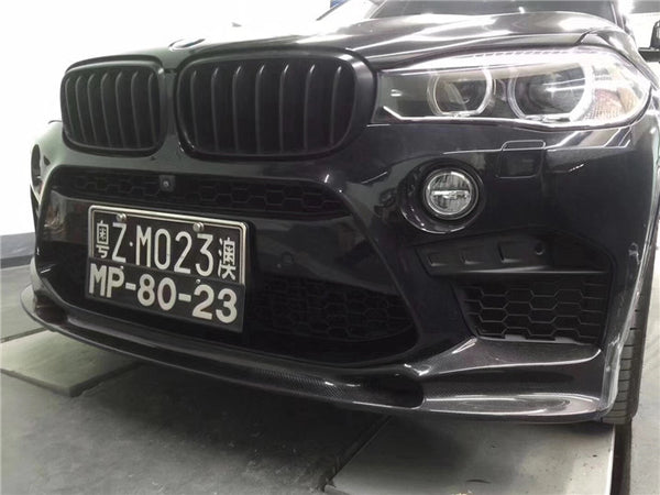 Carbon Fiber Front Bumper Lip Spoiler Splitter For X5M X6M F85 F86 3D Style Head Chin Shovel