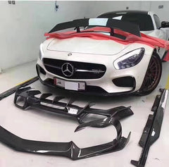 R-style car  body kit for AMG GT GTS carbon fiber front lip side skirts rear diffuser spoiler wing er lip front bar chin lip