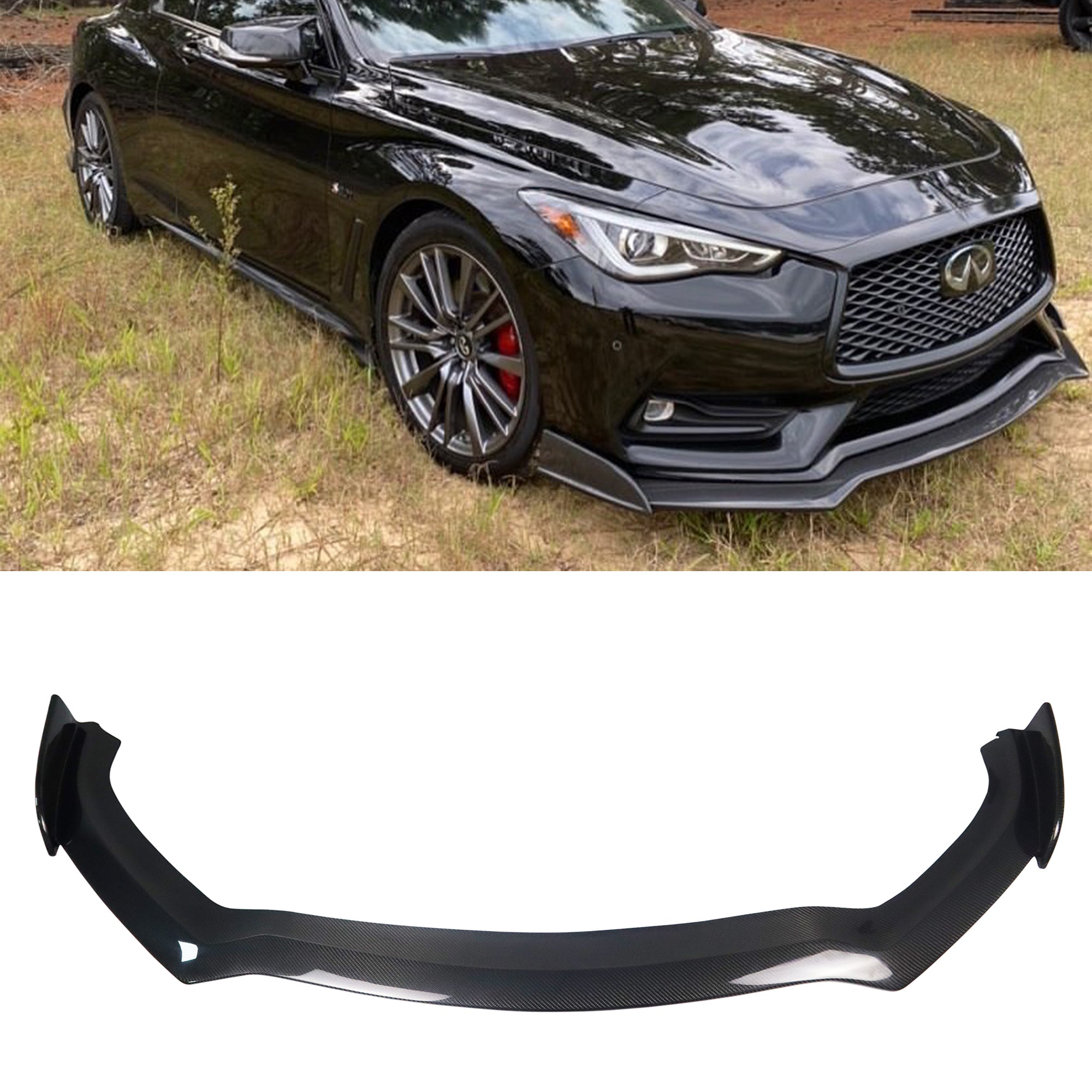 One piece carbon fiber Q60 front lip