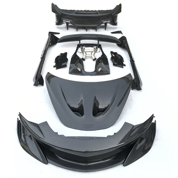 Mclaren 600LT style dry carbon fiber car bumpers body kit upgrade to 540C/570S