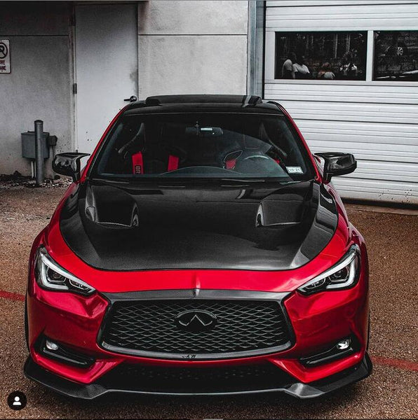 Infiniti Q60 double vent carbon fiber hood